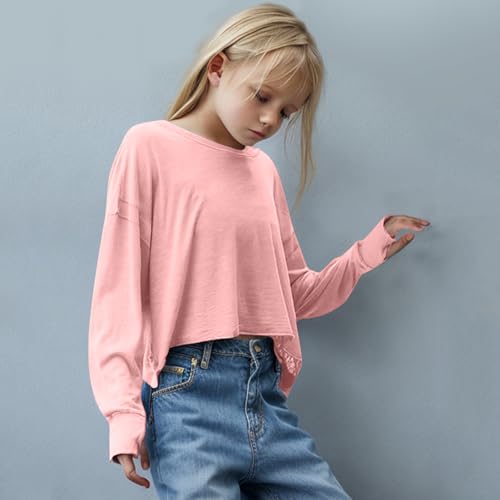 Girls Long Sleeve Shirts Fashion Back Cutout Sport Tops Trendy Crewneck Teen Girl Gym T-Shirts Comfy Cotton Blouse4
