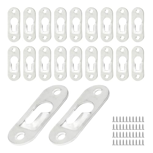 bociloy 20Pcs 1.75" x 0.63" Heavy Duty Keyhole Hangers, Single Hole Hanging Plates, Metal Mounting Fasteners for Photo Picture Frames Mirrors with Screws, Silver