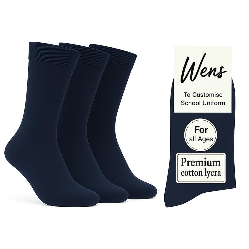 Image of Wens Plain Dark Socks for Girls, Boys, Kids & Men of All Ages (Pack of 3) | Heavy Elastic, Streachable & Comfortable Fit