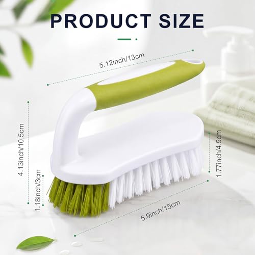Image of Lallisa Scrub Brush for Cleaning with Handle Comfortable to Grip Heavy-Duty Flexible Stiff Bristles Scrubber Brushes Bulk for Shower Bathroom Carpet Kitchen Floor Tiles(Yellow, Green,12 Pcs)