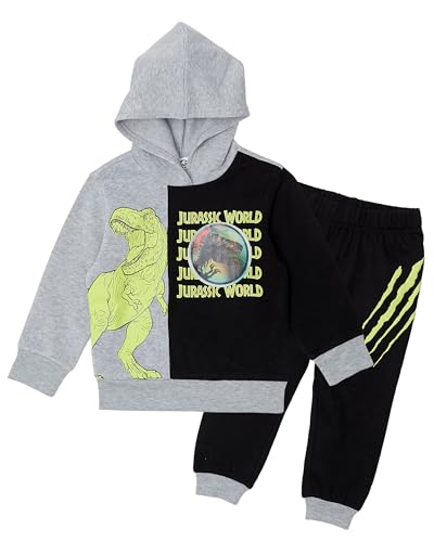 Jurassic World Toddler Boys’ Outfit Set - Two Piece Hoodie Sweatshirt with Holographic Patch & Claw Mark Jogger Pants (Multi, 7)