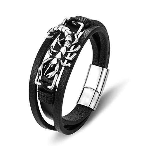 Bracelet en cuir véritable hommes accessoire mode urbaine look punk noir au quotidien