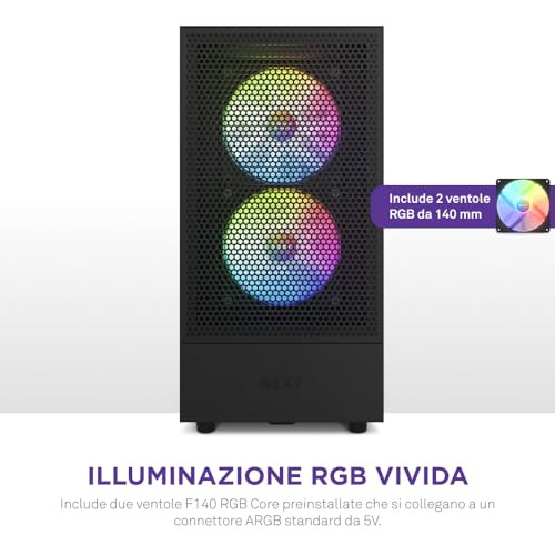 H5 Flow RGB Compact ATX Mid-Tower PC Gaming Case - CC-H51FB-R1 - Pannello frontale perforato ad alto flusso d'aria - Pannello laterale in vetro temperato - 2 ventole F140 RGB Core - Nero - Mouse gaming - Immagine 3