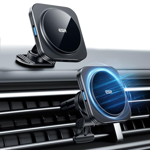 ESR for MagSafe Car Mount Charger (HaloLock), 15W Magnetic Wireless Car Charger, Compatible with MagSafe Car Charger, Air Vent/Dashboard Phone Holder Mount for iPhone 15/14/13/12, Fast Charging, Black