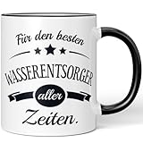 JUNIWORDS Tasse, Für den besten Wasserentsorger aller Zeiten, Schwarz (6107372)