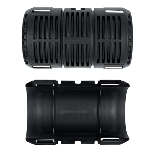 Conector de tubo corrugado M50 - Codo negro, 4 medias conchas (para 2 conexiones), resistente a impactos, antiestático, libre de halógenos, resistente a temperaturas de -20 °C a +80 °C