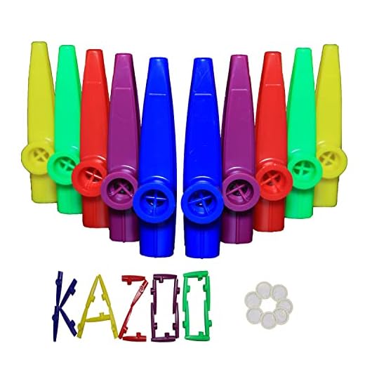 Crystaljun 20Pcs Plastic Kazoos With 20Pcs Kazoo Flute Diaphragms,Multi Colors Kazoo Musical Instruments