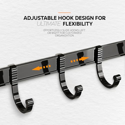 Image of MIORAH 24 Inch Foldable Aluminum Towel Rack for Bathroom - Wall Mounted Double - Tier Towel Holder with Rod & Hooks | Rustproof Black