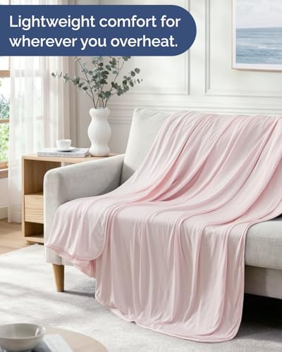 Image of Cooling Blanket for Hot Sleepers - Cold Blanket Full /Queen Size - Double-Sided, Ultra Cool for Summer, Night Sweats & All Seasons - Soft, Lightweight & Breathable for Bed or Couch - Pink, 50 inch x 60 inch