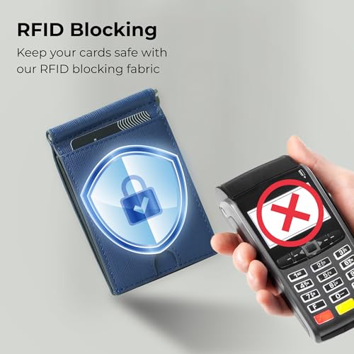 Leather Money Clip For Men, Geniue Leather Slim Wallet With Metal Clip For Cash, Minimalist Front Pocket RFID Blocking Leather Wallet Money Clip4