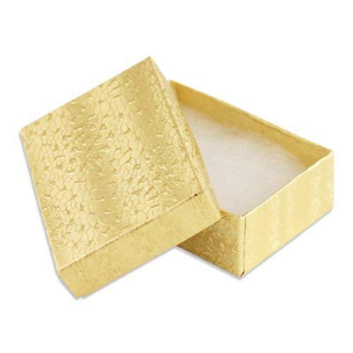 100 pcs Gold Cotton Filled Jewelry Gift Boxes 3x2