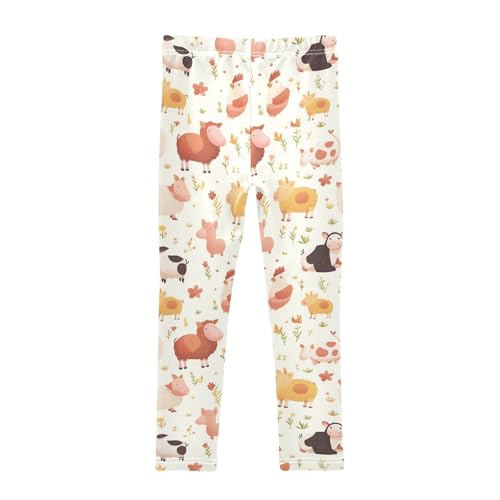 Farm Animals Pattern Kids Girl's Cotton Leggings Casual Full Length Athleisure Pants Sports2
