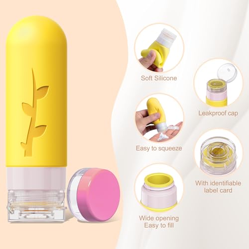 18pack Travel Bottles for Toiletries,TSA Approved Silicone Travel Containers jar for Toiletries,Leak Proof Refillable Liqus Shampoo And Conditioner Travel Essentials toiletry Bottles