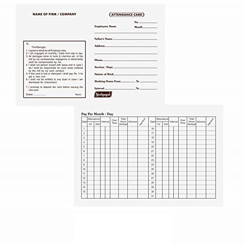NEELGAGAN Attendance Card, (Black), 100 Cards, (11.0 cm x 17.0 cm) Pack of 3