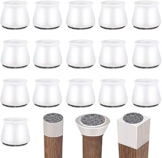 Silicone Chair Leg Protectors For Round & Square Chair Leg Caps- Chair Leg Floor Protectors for Furniture,Prevents Scratches and Noise Without Leaving Marks,16 Pcs Transparent