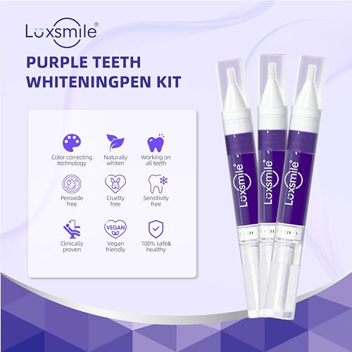 Image of Teeth Whitening Gel Pens V34 Purple Teeth Whitener Non Sensitive 25% Carbamide Peroxide Teeth Color Corrector Whitening, (3X) 4ml / Pen