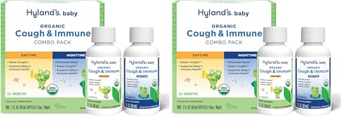 Image of Hyland's Naturals - Baby - Organic Cough & Immune Day & Night Combo Pack - Eases Coughs, Supports Immunity, Promotes Sleep, Two 2 Fl Oz. Bottles (4 fl oz) (Pack of 2)