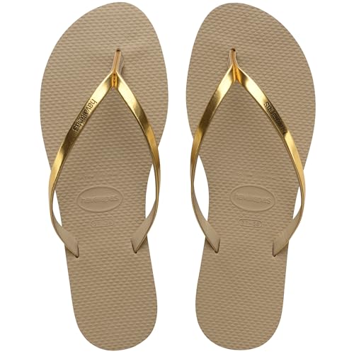 Havaianas - You Metallic, Sandalias Cómodas, Elegantes y Versátiles, Tiras Finas con Acabado Metálico, Pequeño Tacón, Mujer