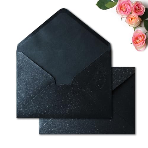 Enveloppes A7 noires autocollantes 13x18 cm à fermeture rapide sécurisée