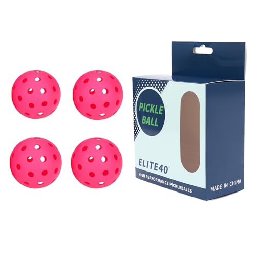 ピックルボール 練習球 4個セット 40ホール 74mm 標準規格 屋内外兼用 耐久性プラスチック製 スポーツクラブ/サークル/家族でシェ (ピンク色)
