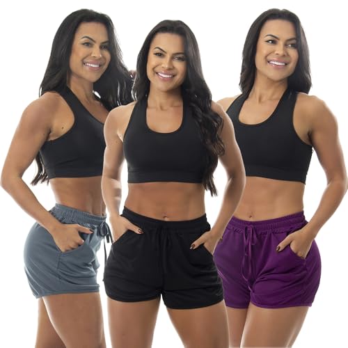 Kit 3 Short Esportivo Tactel Corrida Treino Academia Com Bolsos F...