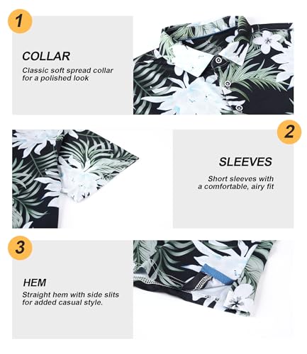 Damipow Mens Golf Shirts Dry Fit Polo Shirts Moisture Wicking Short Sleeve Hawaiian Polo Shirt4