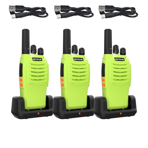Retevis H777H Walkie Talkie Con Schermo, Ricarica USB-C, Torcia E Allarme - 3 Pezzi, Per Negozi, Sicurezza, Eventi