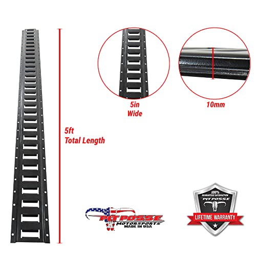 Pit Posse 11015Bk-4 E-Track Horizontal 5' Ft Rails For Tie Downs (4 Pack) Made In Usa Heavy Gauge Steel Adjustable Powder Coated Black - Flatbed Truck Cargo Van Or Enclosed Trailer (5 Foot/4-Pack) #TOP6