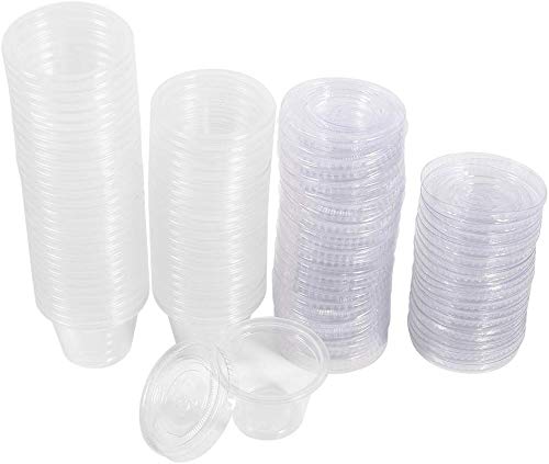 Yosoo 50pcs/lot Plastic Sauce Cups, 1oz 2oz 3oz 4oz Food Grade PP Seasoning Cup Disposable Tasting Cup Salad Sauce Take-Out Storage Cup Container (2oz) ¡­