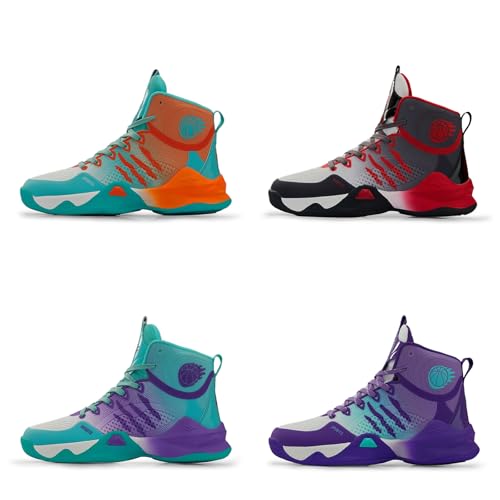 Men's Mesh Breathable Thick-Soled Non-Slip Lace-Up Basketball Shoes High-Top Lightweight Shock-Absorbing Sports Shoes Suitable for Playing Basketball, Running, and Playing Tennis2