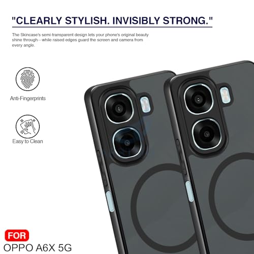 Image of AESTMO Oppo A6S 5G / Oppo K14X 5G / Oppo A6X 5G Back Cover | 360 Protection | Matte Frosted Hard Back Translucent | Compatible with MagSafe Accessories (MagSafe Matte Hard Black Bumber)