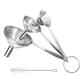 Metal Funnels for Filling Bottles Stainless Steel Small Funnel Set, 3 in 1 Kitchen Bottle Funnel for...