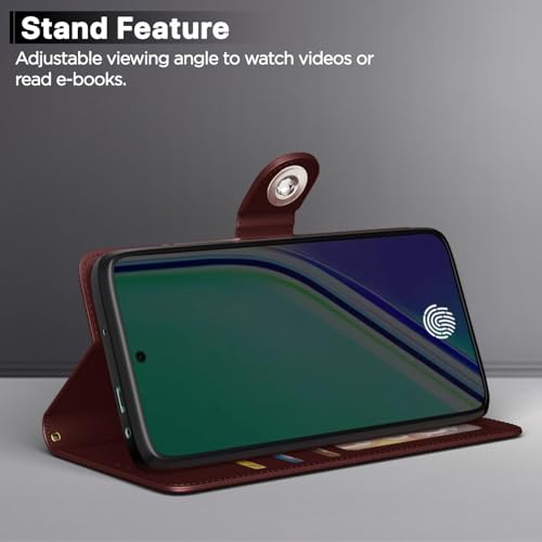 Image of Pikkme Flip Cover for Realme 14 Pro Plus 5G Leather Finish | Inside TPU with Card Pockets | Wallet Stand and Shock Proof | Complete Protection Button Flip Case(Brown)