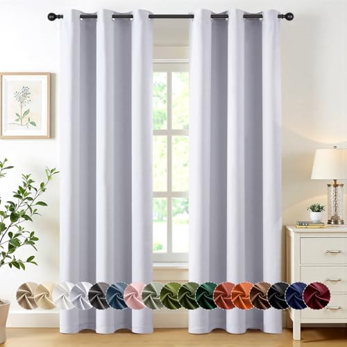 Image of MIULEE Blackout Curtains for Bedroom Living Room 2 Panels, Thermal Insulated Room Darkening Drapes Grommet Noise Reducing Light Blocking Window Treatments 80 Inches Long 40x80 Inch Greyish White