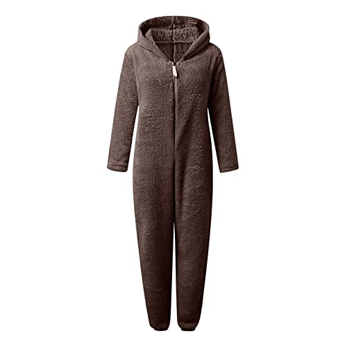 Dames winter fleece jumpsuit effen warme overalls oversized losse broek lang baggy broekpak ritssluiting lang overall… - Image 5