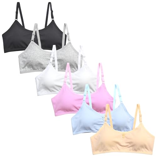 30A 32A Bras for Teens Wireless Training Bras for Girls Ages 10-16 Years 6 Pack2