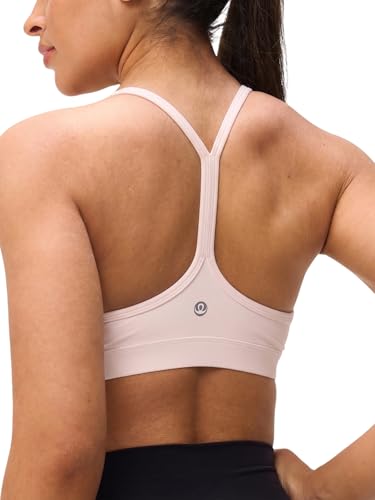 Image of Womens Y Back Padded Sports Bra Strappy U Neck Butter Soft Low Impact Workout Bras Yoga Pilates Walking