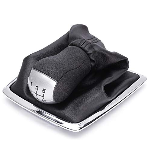 AAlamor MOMOALA 5 Speed Gear Shift Knob Stick Lever Gear Shift Cover compatible with compatible with d Focus MK II 05-08 - Silver