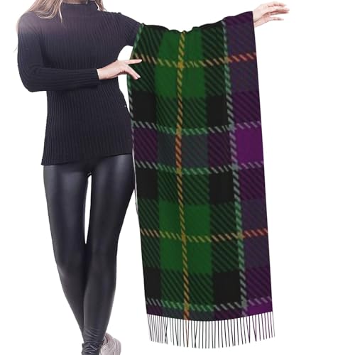 Selkirk Clan Surname Last Name Scottish Tartan Women's Winter Scarf - Extra long 71 inch plaid cashmere soft fringe scarf, lightweight and warm, suitable for all seasons2