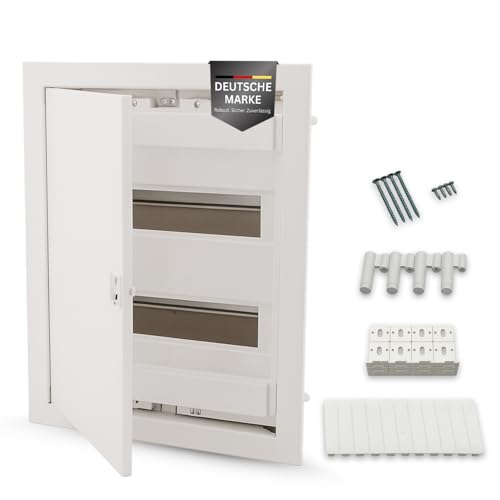 Intratec Sicherungskasten Unterputz 2 reihig – Unterputz & Hohlwand Verteilerkasten IP40 für 24...