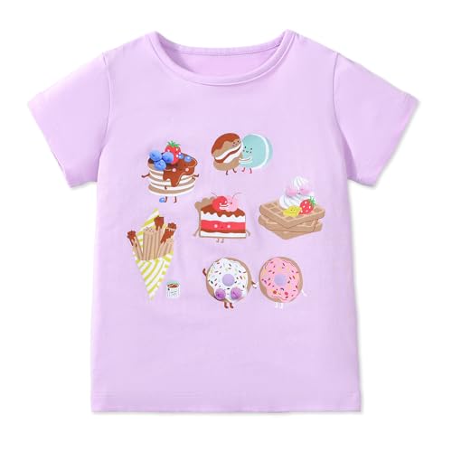 Image of B&G-KID Toddler Girl Tshirt Pack 2 Pink Heart Animal Print Toddler T Shirts Girls Short Sleeve Shirts 2T-7T.