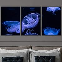 3 Piece Framed Canvas Wall Art Colorful Jellyfish Marine Life Canvas Prints Home Artwork Decoration for Living Room,Bedroom - 16