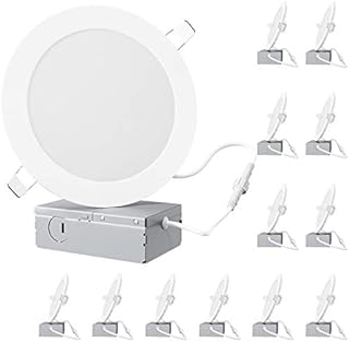 SHINESTAR 12-Pack Led Recessed Lighting 6 Inch with Junction Box, 5000K Daylight, Dimmable Can Lights, 12W Eqv 100W, 1000LM Downlight
