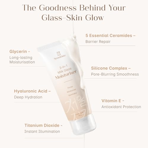Image of Seoulskin Milk Glaze Moisturiser 3-in-1 | Korean Glow Primer | 60g | 3-in-1 Moisturizer, Primer & Illuminator | Korean Glass-Skin Glow | Oil-Free | All Skin Types