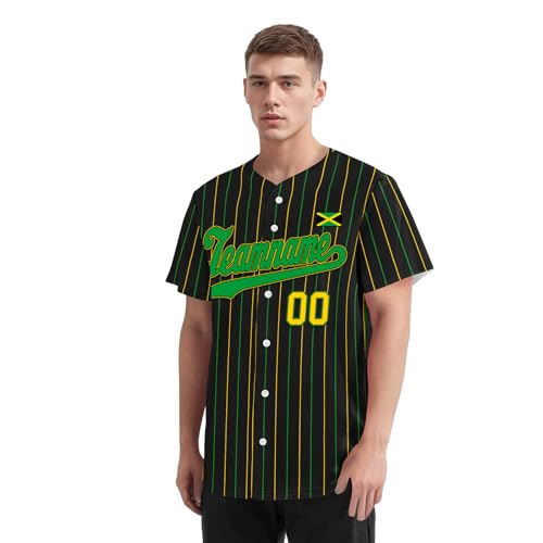 Camiseta de béisbol personalizada Jamaica para hombres, mujeres y jóvenes, transpirable, con botones, camisa de softball suave miniatura 7