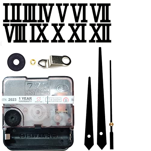 Image of 12 Pcs Arabic Mirrored Acrylic Numerals Movement Machine 22mm for Wood Resin Marble Clock Fancy Needles Pack 1 (Black D0)