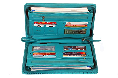 Image of Sukeshcraft Multiple Cheque Book Holder | Original PU Holds Upto 8 Cheque Books, Seagreen