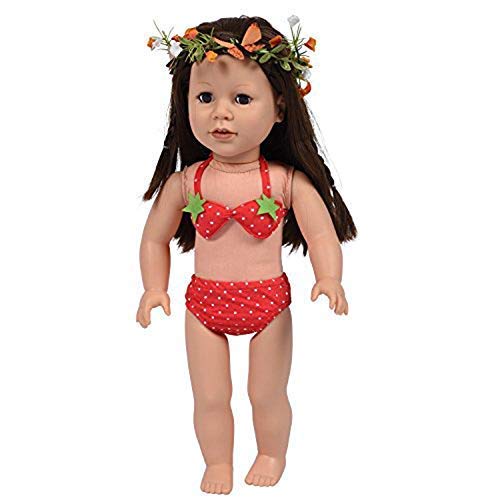 The New York Doll Collection Cute Polka Dot Strawberry Bikini Set Swimsuit Dress for Fashion Girl Dolls - Doll Bathing Clothes - Fits All 18 inch/46cm Dolls - Doll Accessories