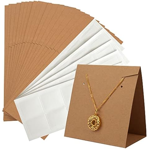 Temlum 50 Pcs Standing Jewelry Cards with Necklace Pouch, Earring Holder Cards Earring Cards for Selling Necklace Earring Packaging for Small Business Jewelry Packaging Supplies Cover