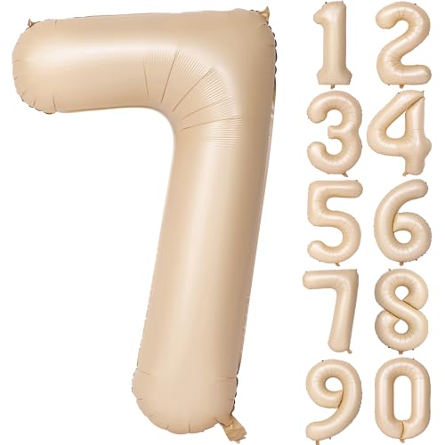 Image of 40 In Caramel Number Balloons 7 Helium Foil Mylar Balloon